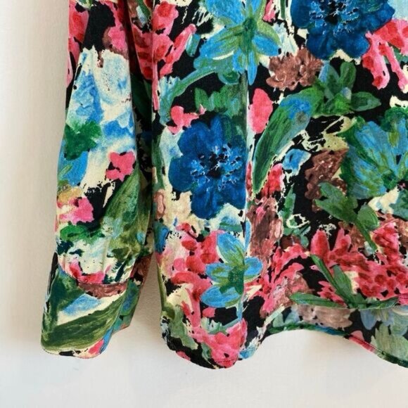 Zara Women's M Blue Pink Pastel Watercolor Button Down Shirt Top Hawaiian Beach - Picture 11 of 14